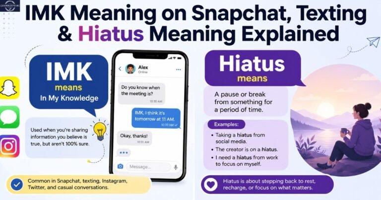IMK meaning on snapchat, texting and Hiatus Meaning explain